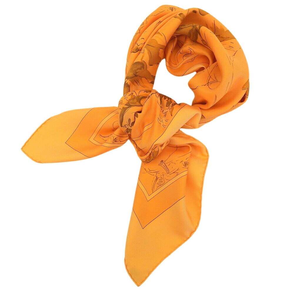 HERMES Orange Silk Scarf - Picture 3 of 7